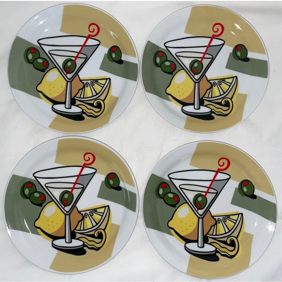 MSC Joil Vivre Martini 🍸 Plates Appetizer Cocktail 7” Set of 4 - Picture 1 of 10
